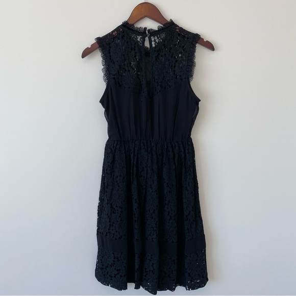 DEX Black Eyelet with mesh paneling midi dress | Sz S Goth Wednesday Halloween - Picture 7 of 15